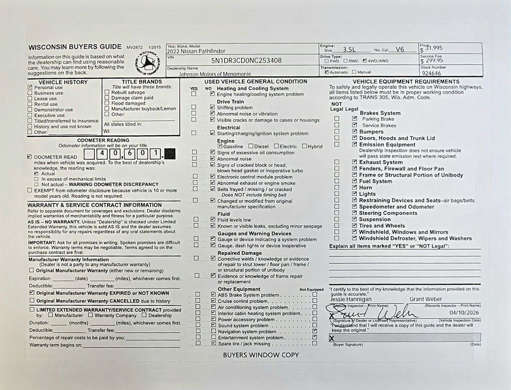 2022 Nissan Pathfinder SL 4WD