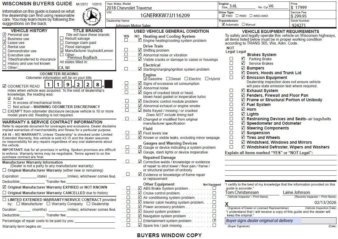 2018 Chevrolet Traverse Premier