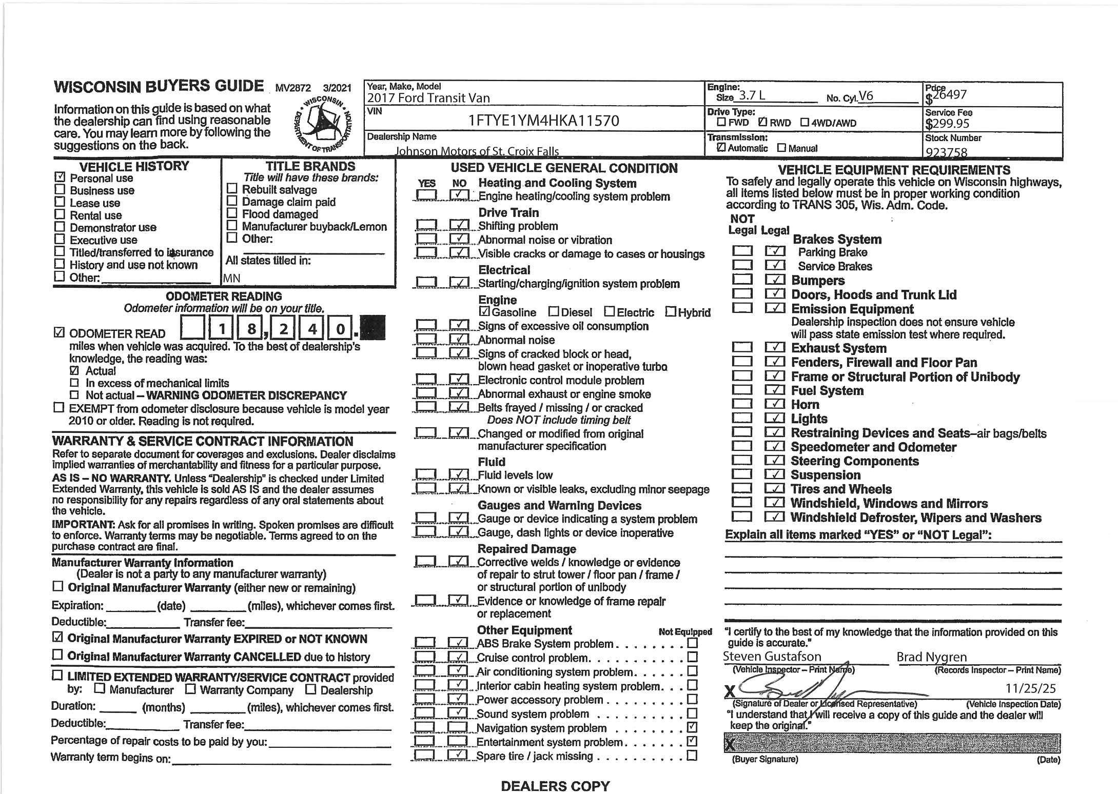 2017 Ford Transit Van Base