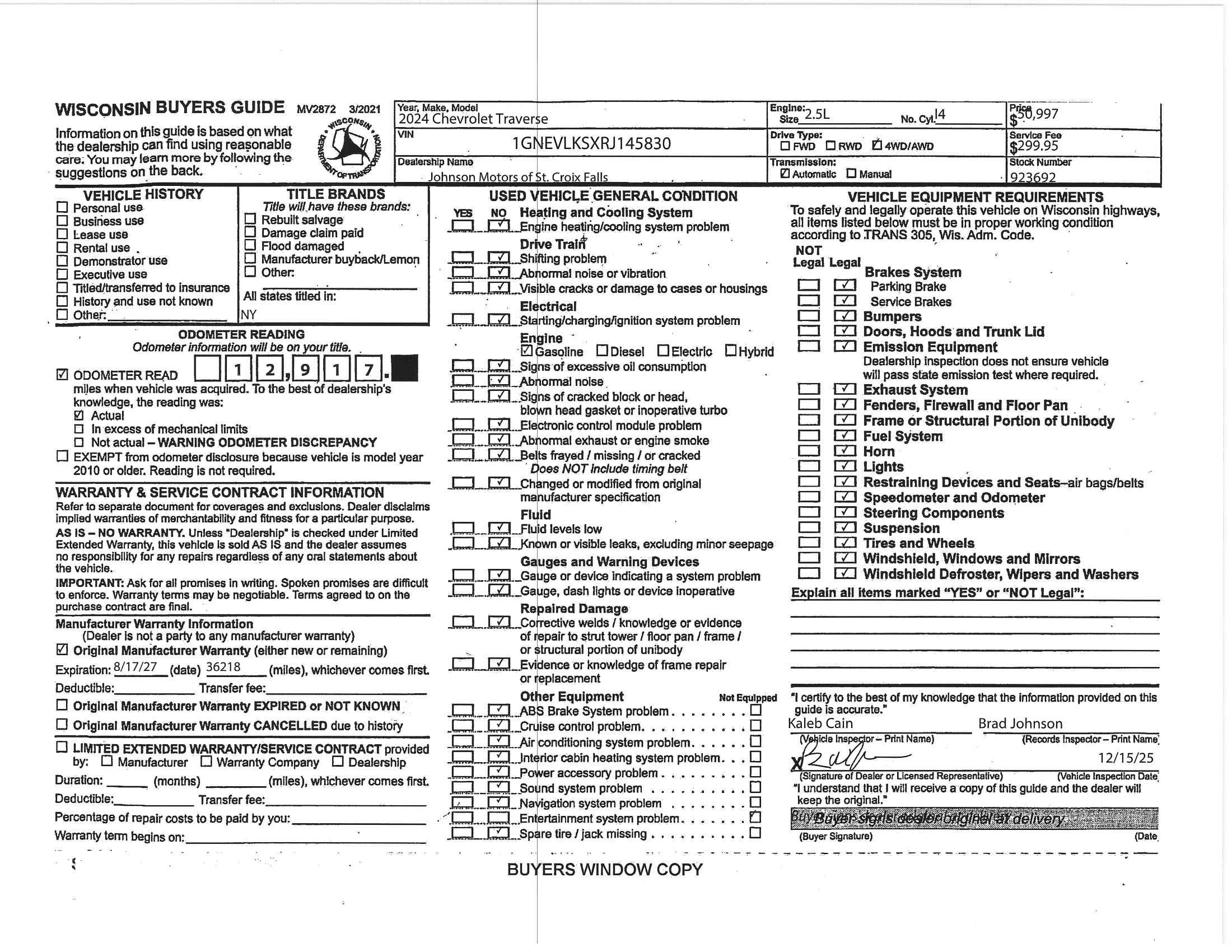 2024 Chevrolet Traverse RS