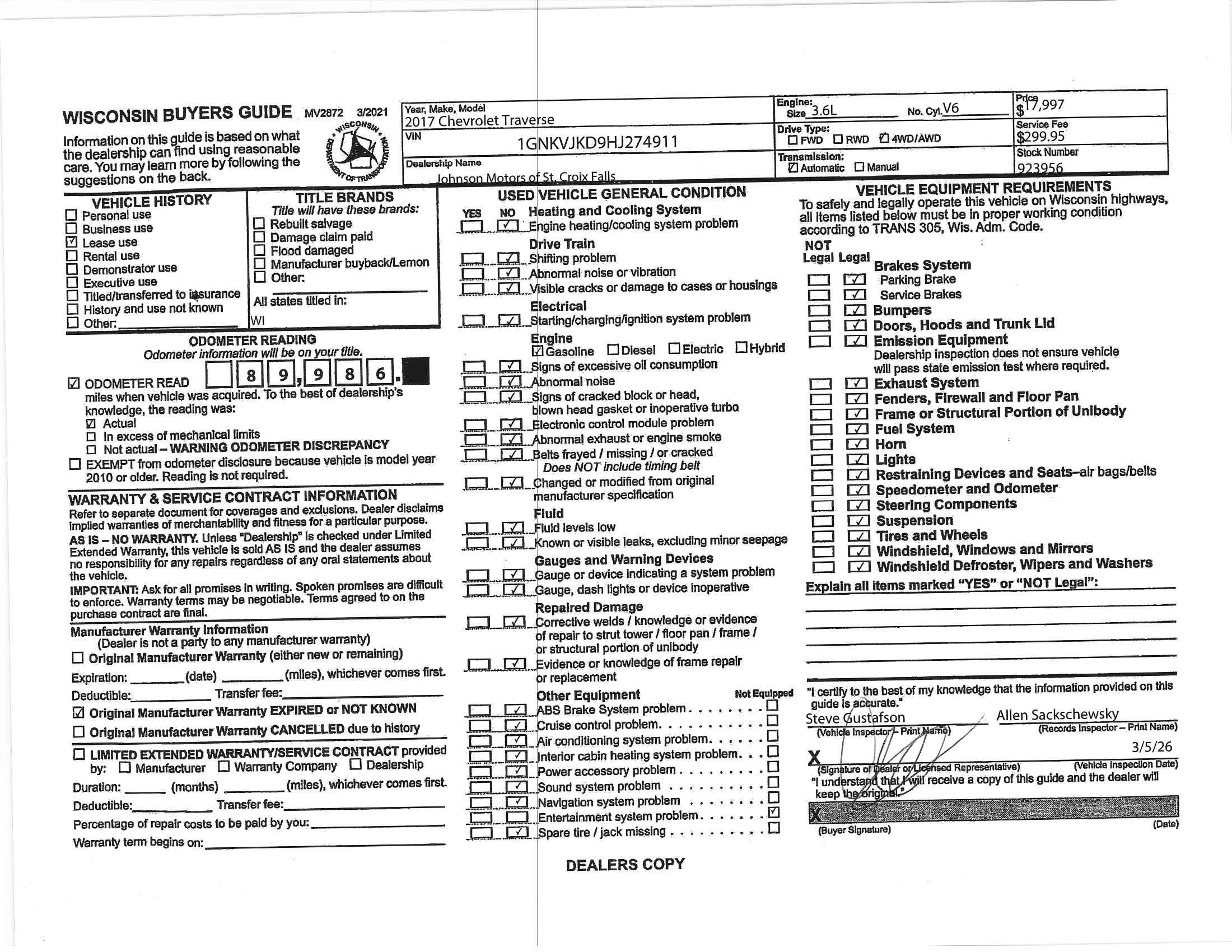 2017 Chevrolet Traverse Premier