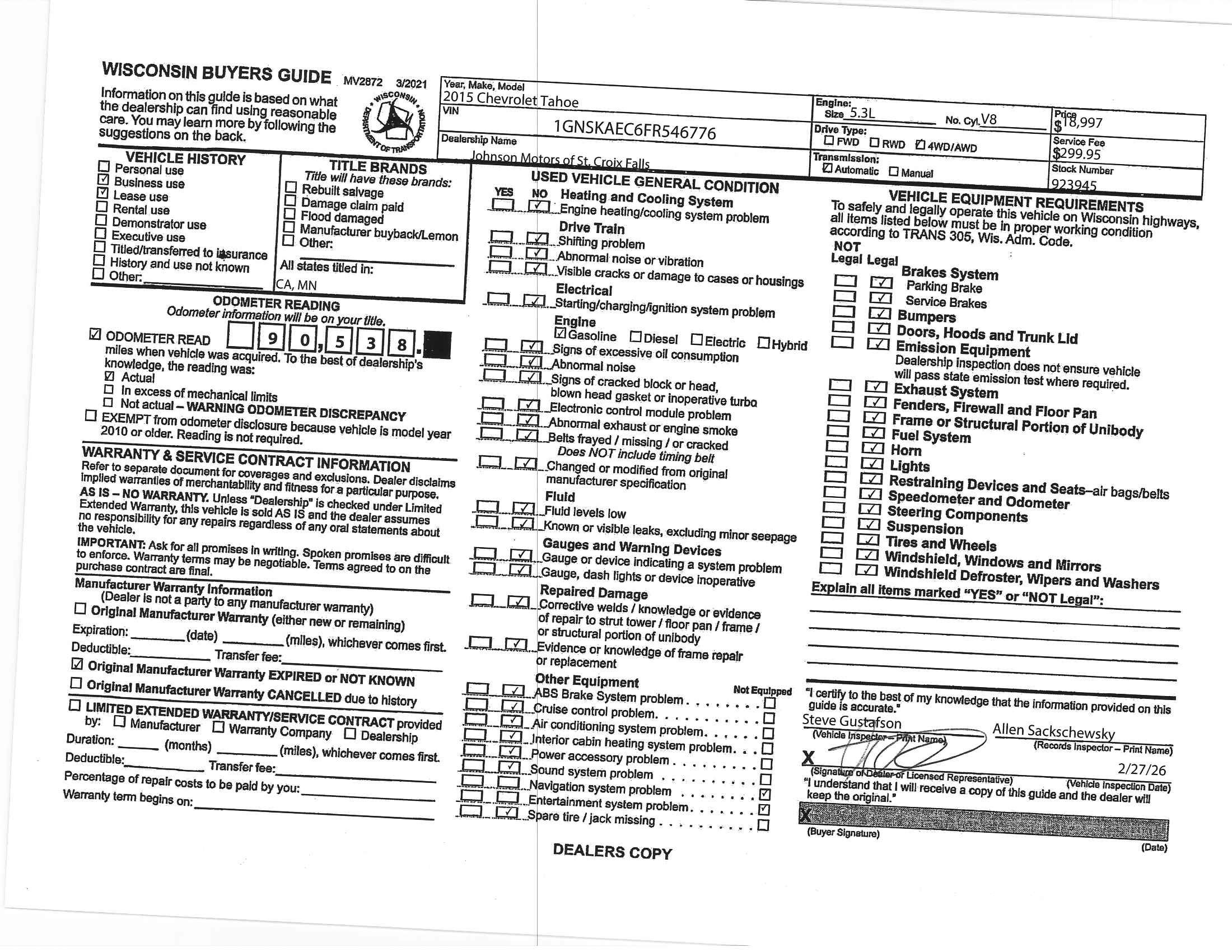 2015 Chevrolet Tahoe LS