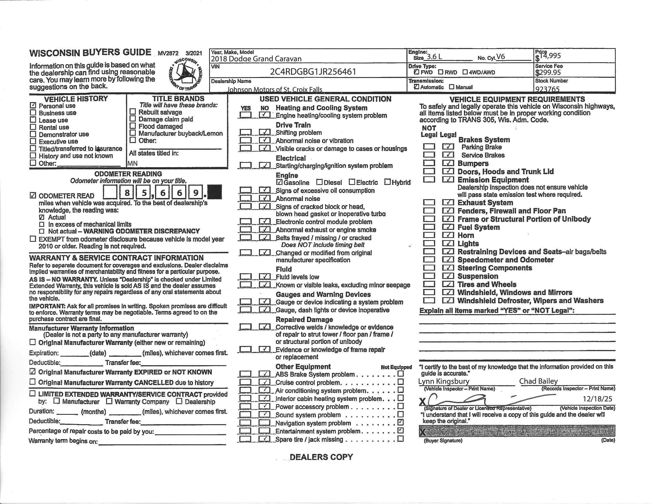 2018 Dodge Grand Caravan SE
