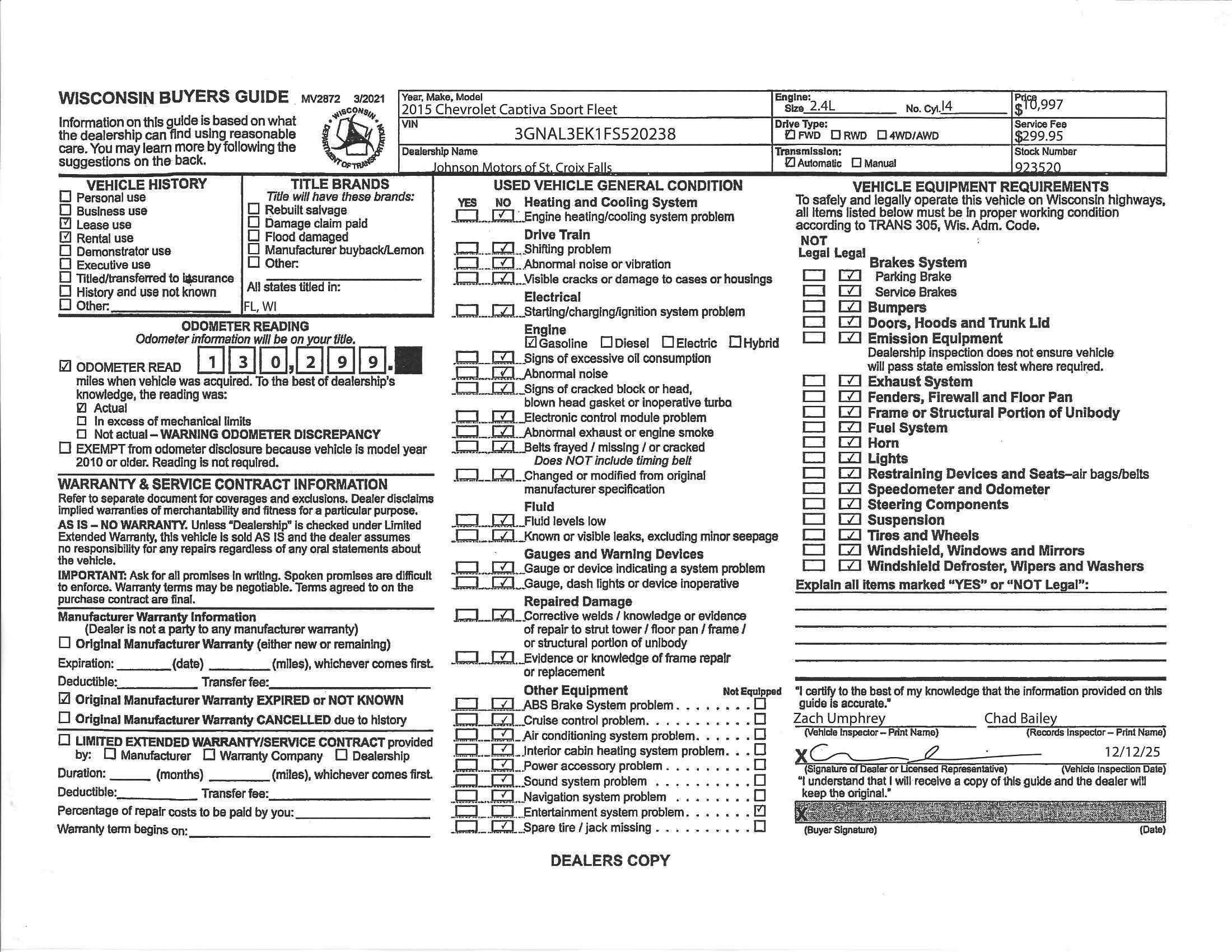2015 Chevrolet Captiva LT