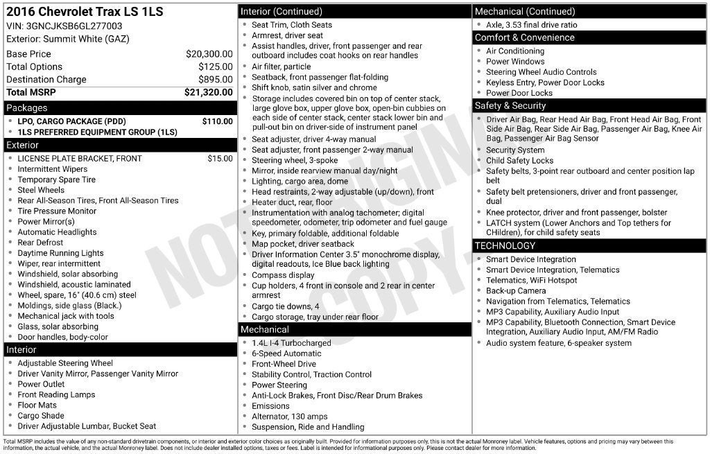 2016 Chevrolet Trax LS
