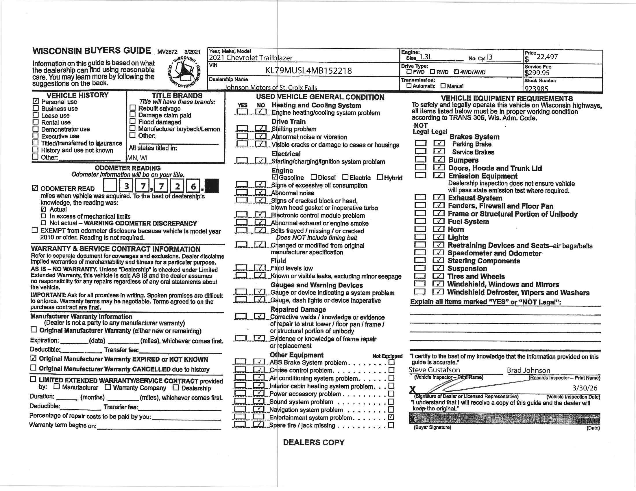 2021 Chevrolet Trailblazer RS