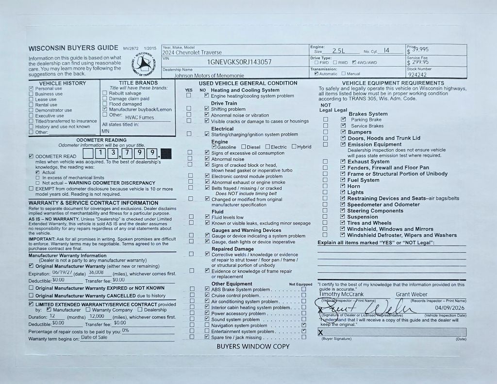 2024 Chevrolet Traverse LT 2LT