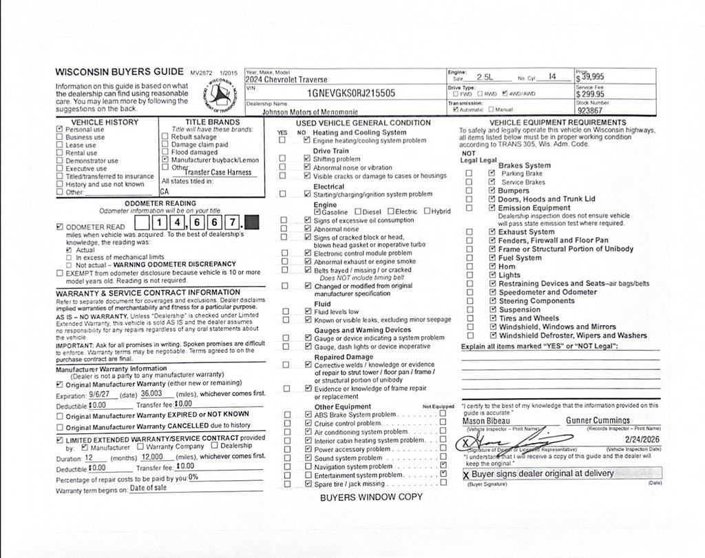 2024 Chevrolet Traverse LT 2LT