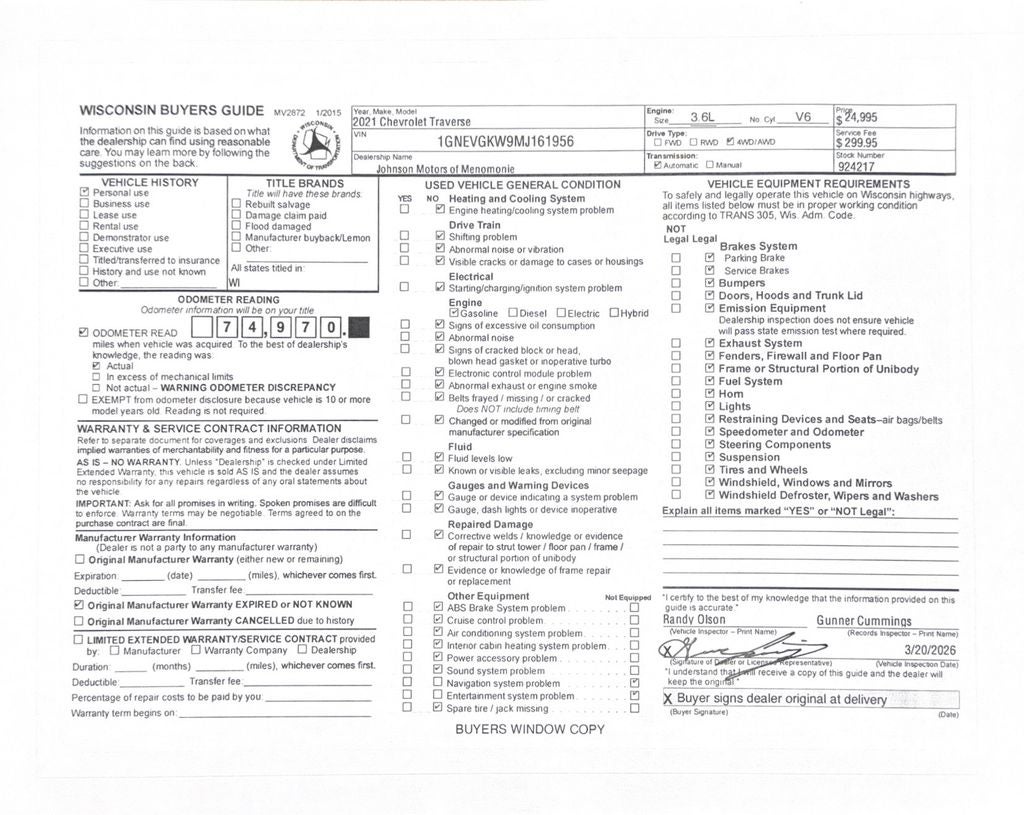 2021 Chevrolet Traverse LT 1LT
